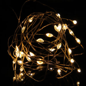 Электрогирлянда-нить Роса 1 м, 10 L, шампань, пост.свечение питание 2xCR2032