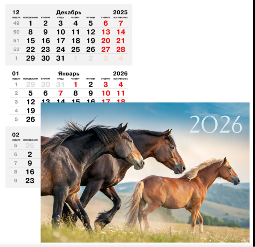 Календарь квартальный 3-х блоч. 2026г ЭКСМО Символ года 2