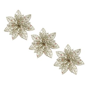 Цветы на проволоке 10x10см 3 шт шампань