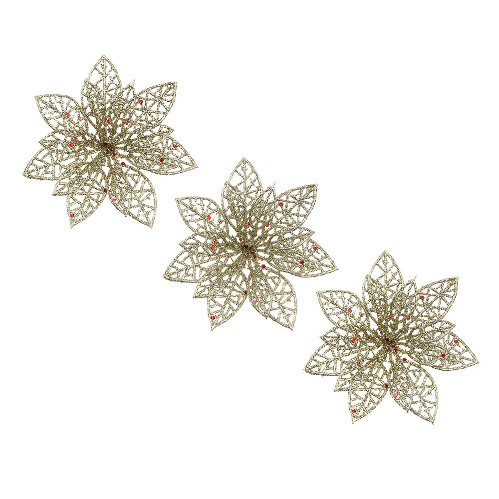 Цветы на проволоке 10x10см 3 шт шампань