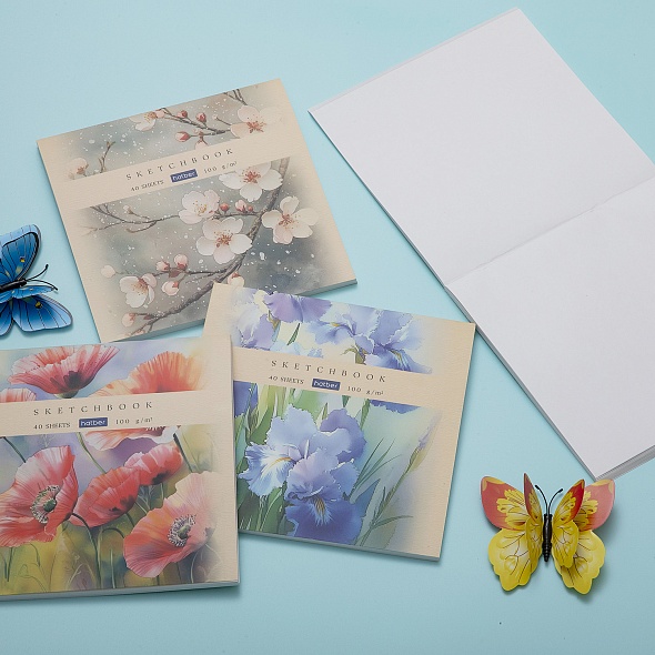 Скетчбук 165х165мм 40л Ботаника 100г/м2