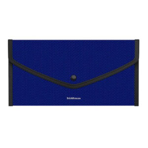 Папка-конверт на кнопке Erich Krause Travel, Diamond Total Blue синяя обшитая