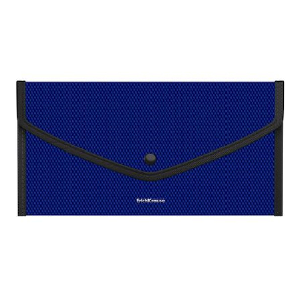 Папка-конверт на кнопке Erich Krause Travel, Diamond Total Blue синяя обшитая