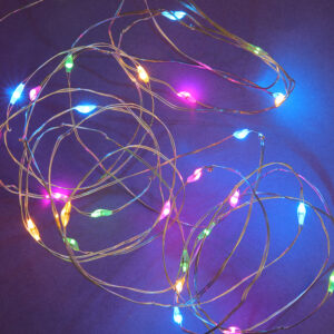 Электрогирлянда-нить Роса 1 м, 10 L, мульти, пост.свечение питание 2xCR2032