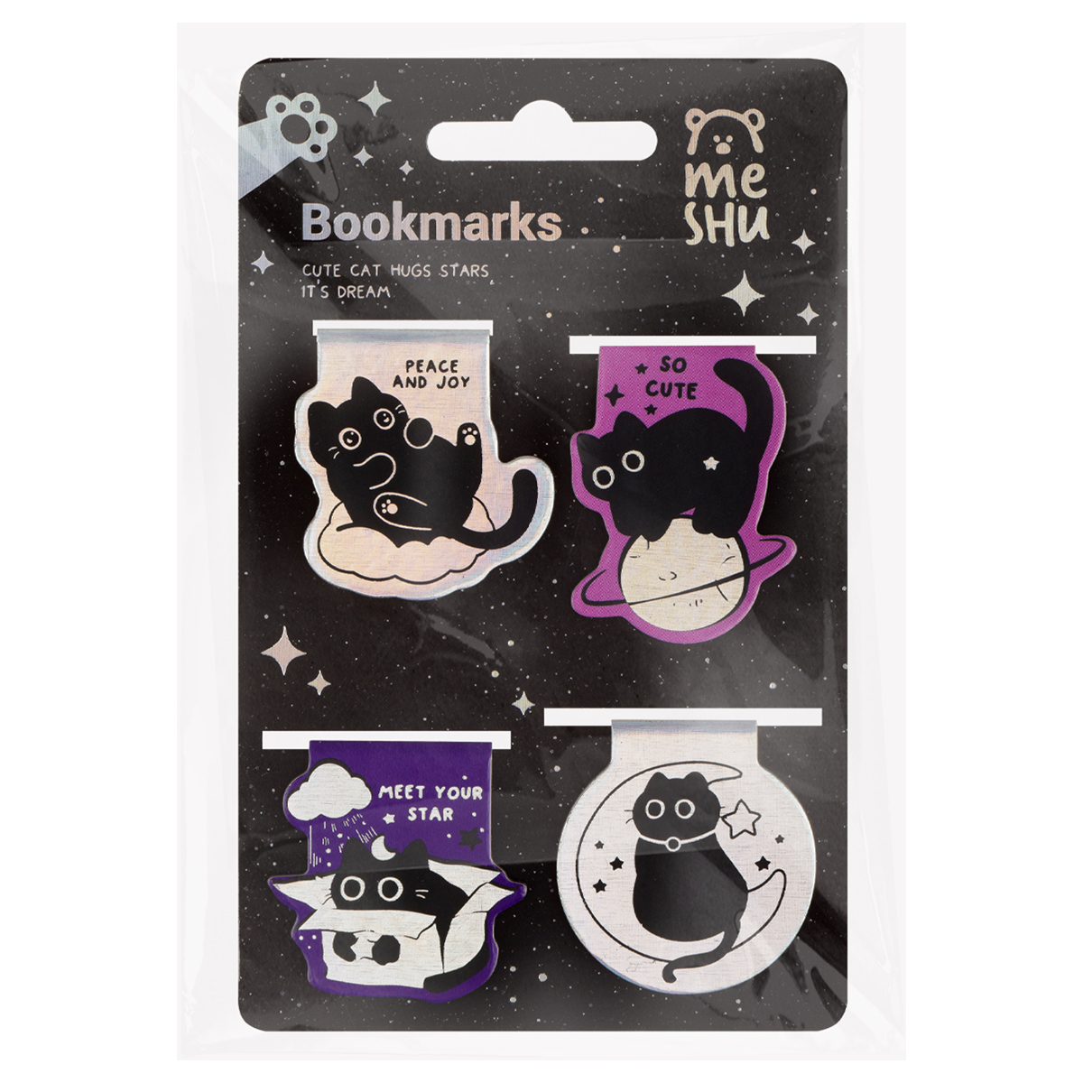 Закладки магнитные (набор 4шт.)  MESHU Meow Space