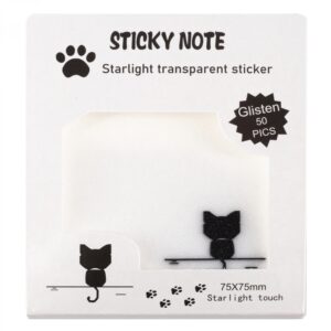 Блок для записей клейкий 75х75мм Alingar Black KITTEN 50л прозрачные