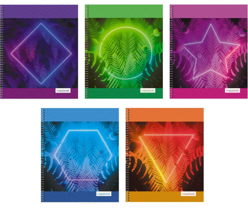 Тетрадь 96л. клетка Эксмо Неоновый сад, гребень