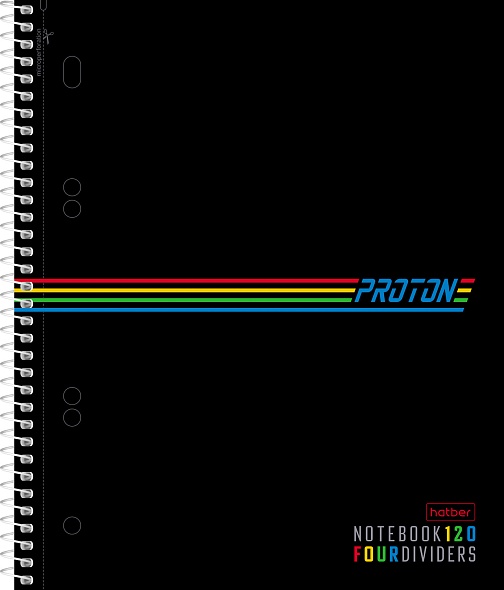 Тетрадь120л. А5 клетка Hatber Four Colour, 7БЦ на гребне, с разделителями