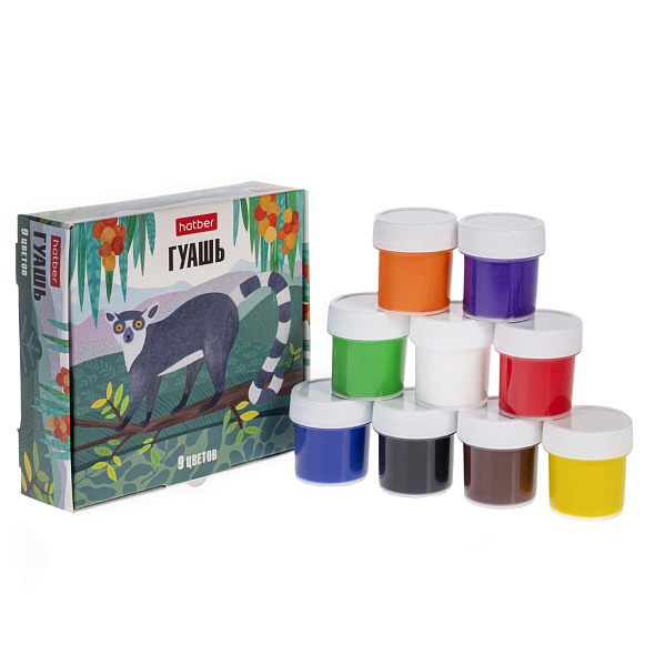 Гуашь  9 цв. 20мл Hatber COLORA