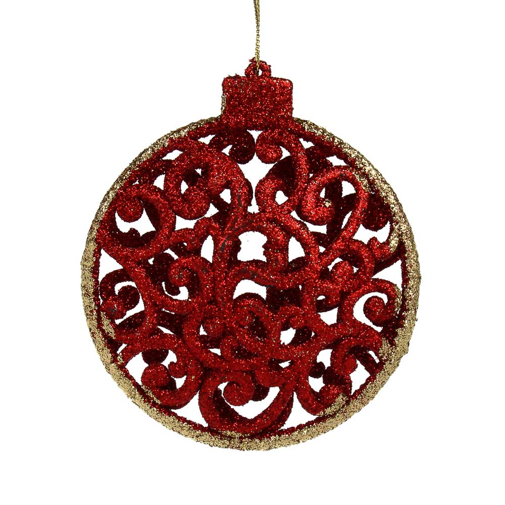 Подвеска декоративная круглая 11x10см, красный пластик