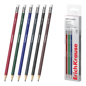 Карандаш чернографитный Erich Krause Deep Classic triangular НВ, с ластиком трехгранный