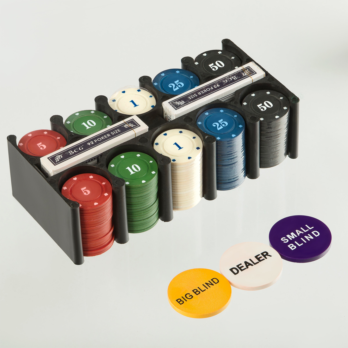 Набор для игры в Покер ТРИ СОВЫ, (200 фишек, 2 колоды карт, сукно) металлическая коробка