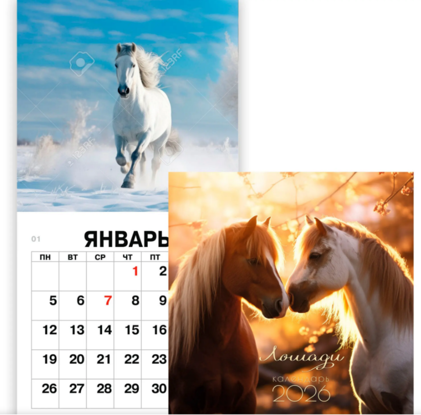 Календарь перекидной настенный 30х58см на 2026г Символ года 2