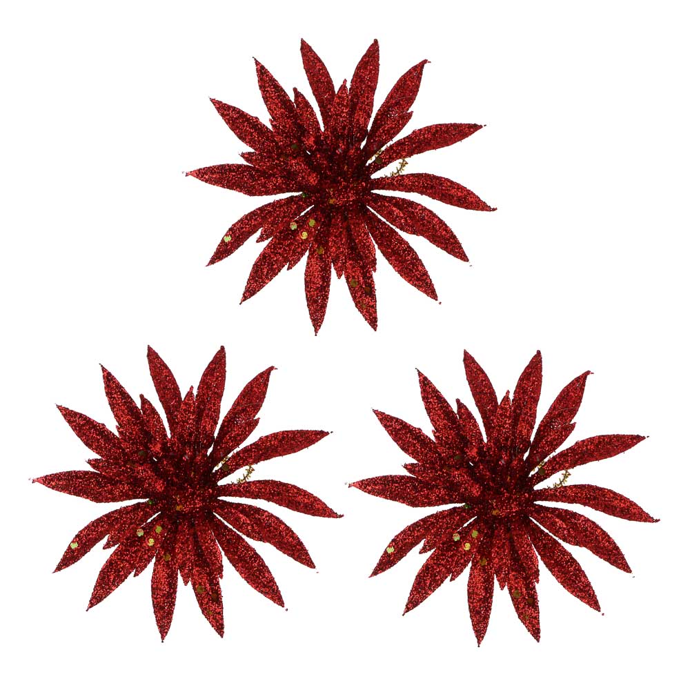 Цветы на проволоке 9,5x9,5см 3 шт красные