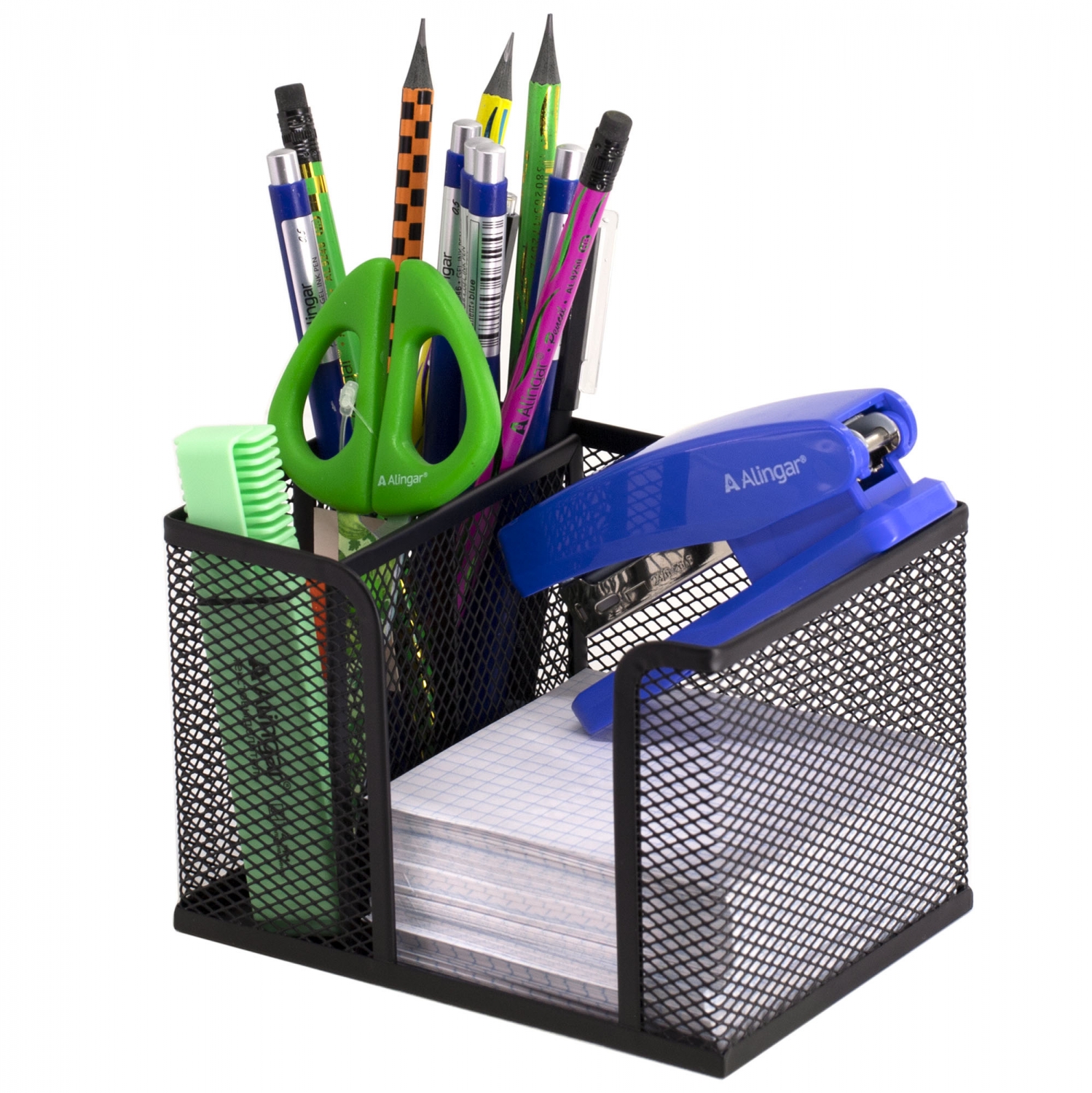 Подставка настольная Alingar 3 отделения металлическая черная 14,5х10см