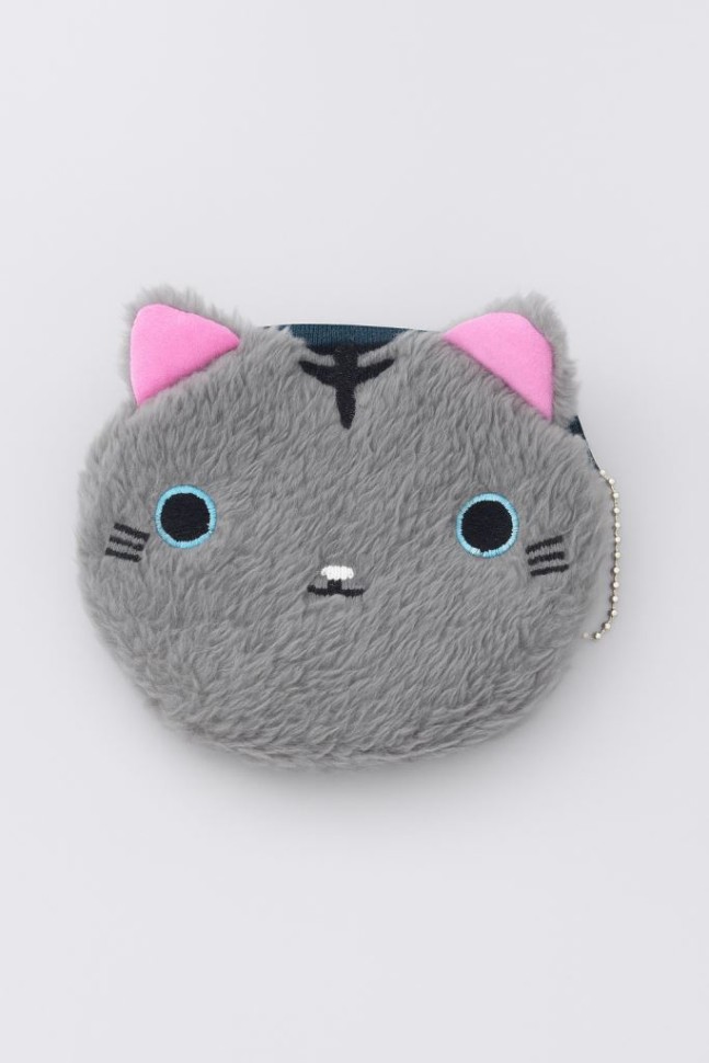 Кошелёк плюшевый Сat, grey 11,5х12,5см
