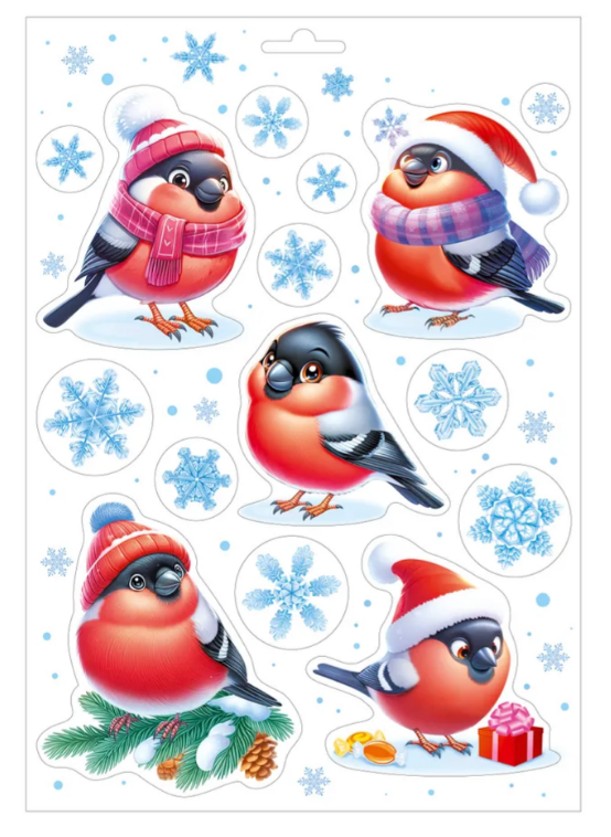 Наклейка оформительская Снегири 9.0001240