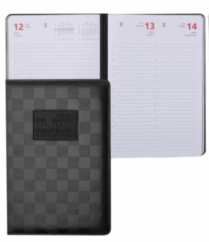 Ежедневник 2026г. А5 168л. deVENTE TOTAL BLACK, черный паттерн в клетку