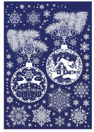 Наклейка оформительская Снежинки и новогодние игрушки