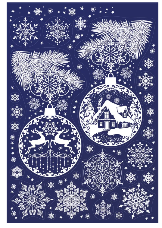 Наклейка оформительская Снежинки и новогодние игрушки