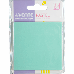 Блок для записей клейкий 76х76мм deVENTE Pastel 50л. пластиковый, изумрудный прозрач.