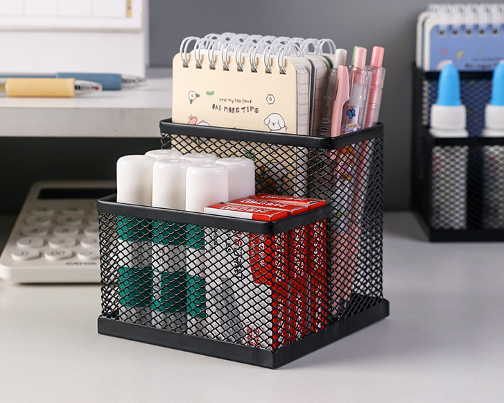 Подставка настольная 2 секции металлическая черная