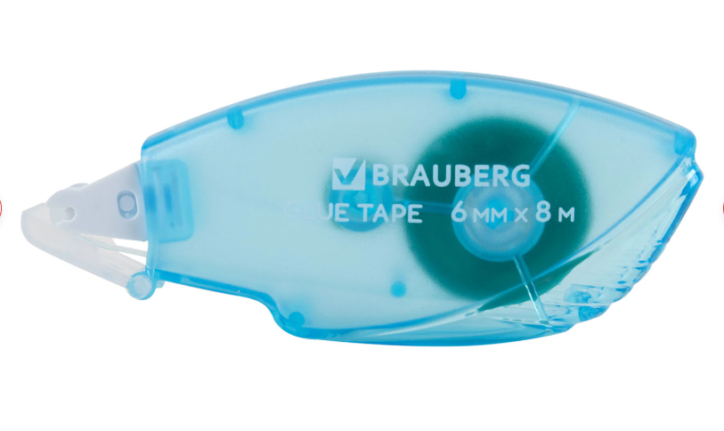 Клей-лента 6мм х8м двухсторонняя в диспенсере BRAUBERG STANDARD