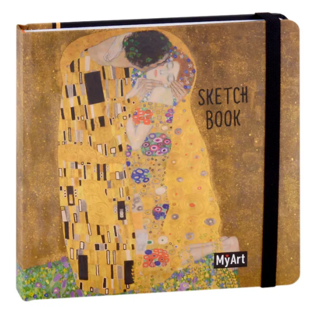Скетчбук 200х200мм Густав Климт. Поцелуй 7БЦ