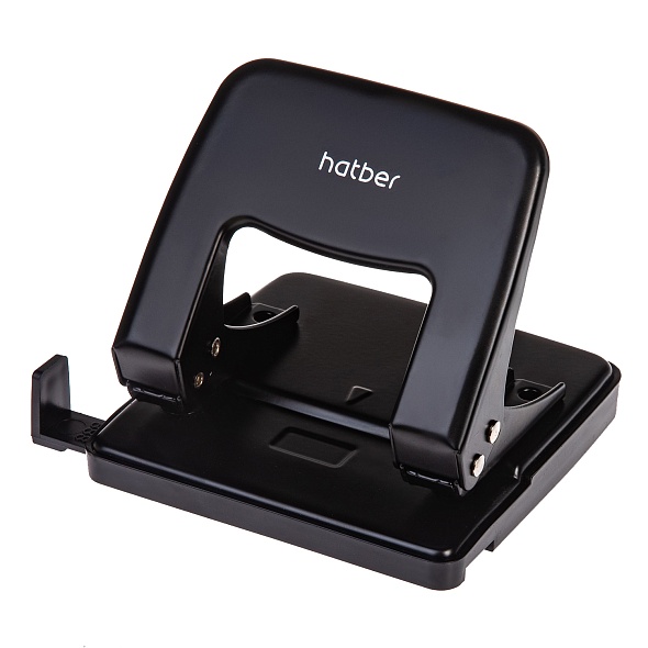 Дырокол Hatber Record 25л. металлический с линейкой черный