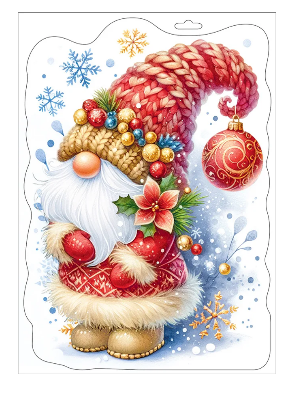 Наклейка оформительская Новогодний гномик