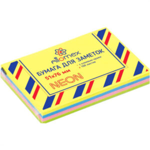 Блок для записей клейкий 51х76мм Attomex 100л. 4 неоновых цвета