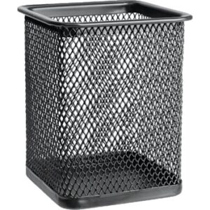 Подставка настольная стакан, квадратный металлический черный