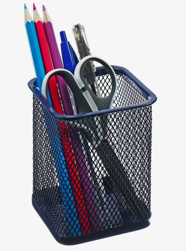 Подставка настольная стакан, квадратный металлический черный