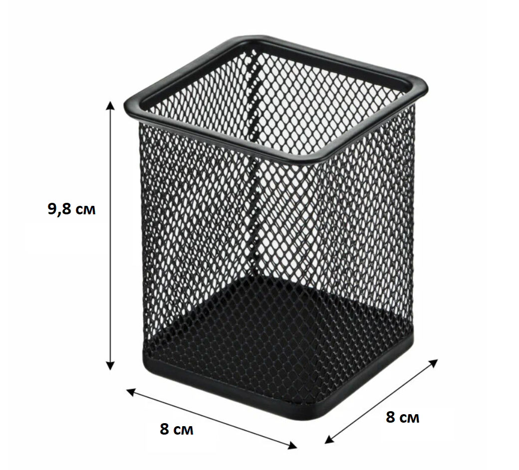 Подставка настольная стакан, квадратный металлический черный
