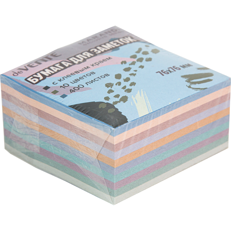 Блок для записей клейкий 76х76мм deVENTE Marandi 400л. 10 цветов