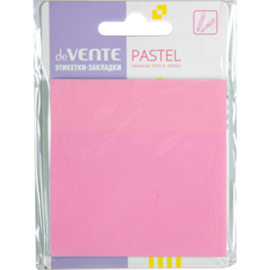 Блок для записей клейкий 76х76мм deVENTE Pastel 50л. пластиковый, розовый прозрач.