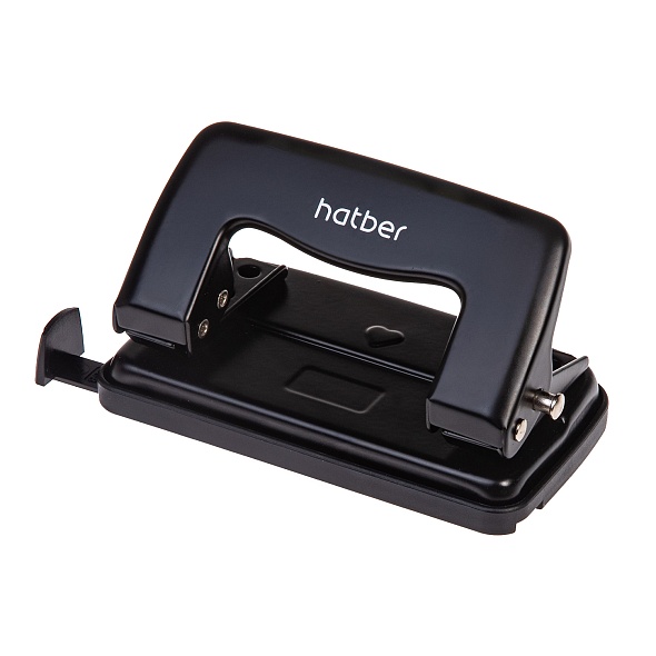 Дырокол Hatber Record 12л. металлический с линейкой черный