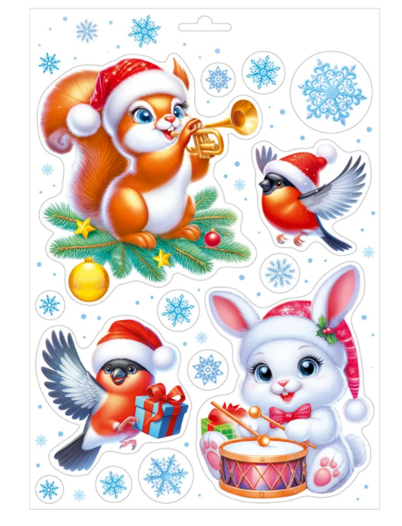 Наклейка оформительская Белочка и зайчик