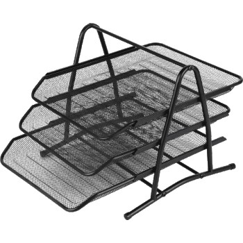 Лоток горизонтальный 3-х секц. металлический черный