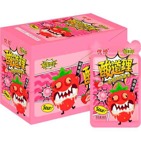 Леденцы кислые Sour Candy 22 г клубника
