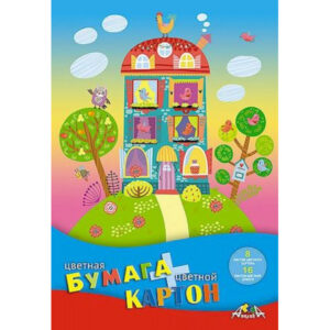 Набор Цветной картон 8л. и Цветная бумага 16л. 8цв Яркая палитра