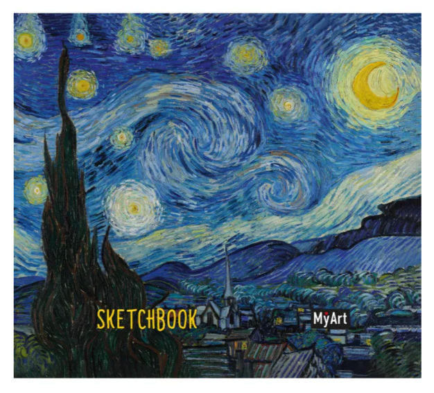 Скетчбук 200х200мм Винсент Ван Гог. Звёздная ночь 7БЦ