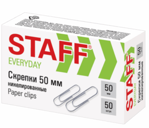 Скрепки канцелярские 50 мм 50 шт.STAFF EVERYDAY никелированные