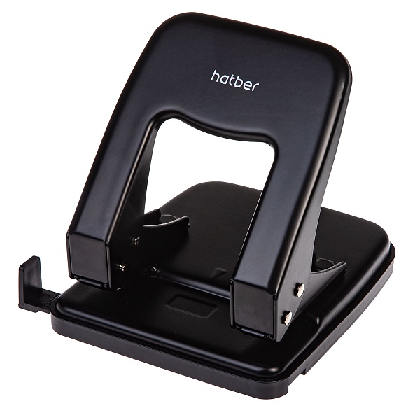 Дырокол Hatber Record 40л. металлический с линейкой черный