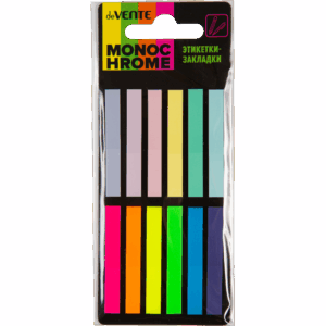 Закладки-ярлычки deVENTE 45х6мм 12цв.х 20л 6 неон и 6 пастель, пластиковые