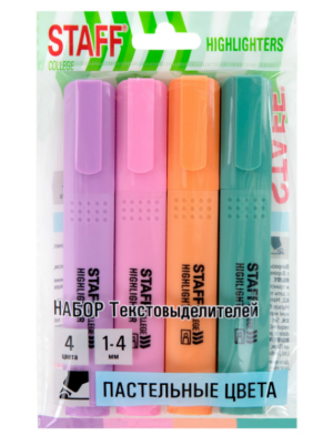 Набор выделителей текста STAFF College PASTEL 4цв. 1-4мм