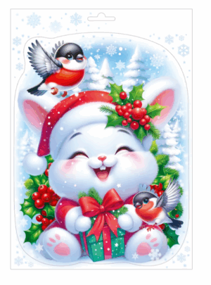 Наклейка оформительская Новогодний зайчик