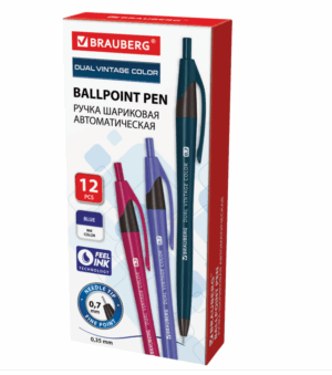 Ручка шариковая автомат. BRAUBERG DUAL VINTAGE COLOR синяя 0,7мм