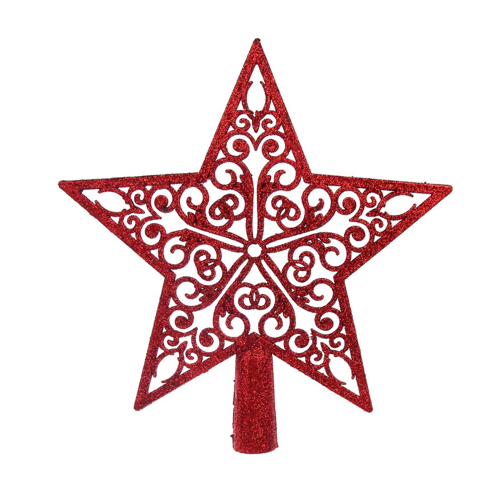 Звезда на макушку ёлки 21,5см красный, пластик