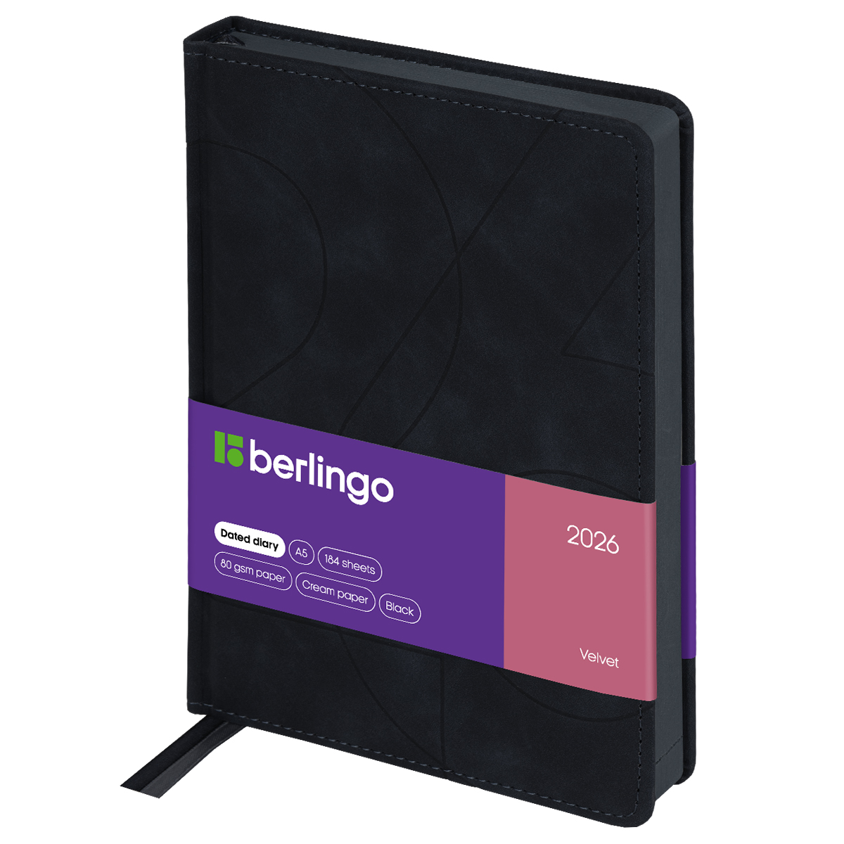 Ежедневник 2026г. А5 184л. Berlingo Velvet кожзам черный